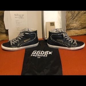 Womens size 39 Golden Goose shoes black with silver studs